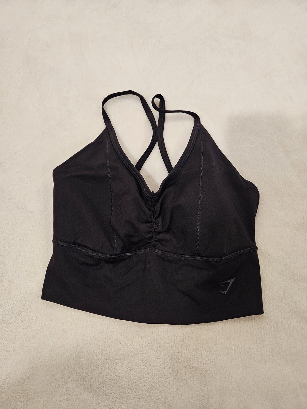 Gymshark Black Ruched Longline Strappy Sports Bra